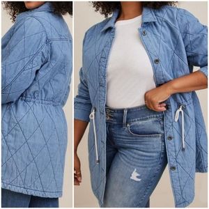 Torrid Denim Quilted Button Front Anorak Sz 3X